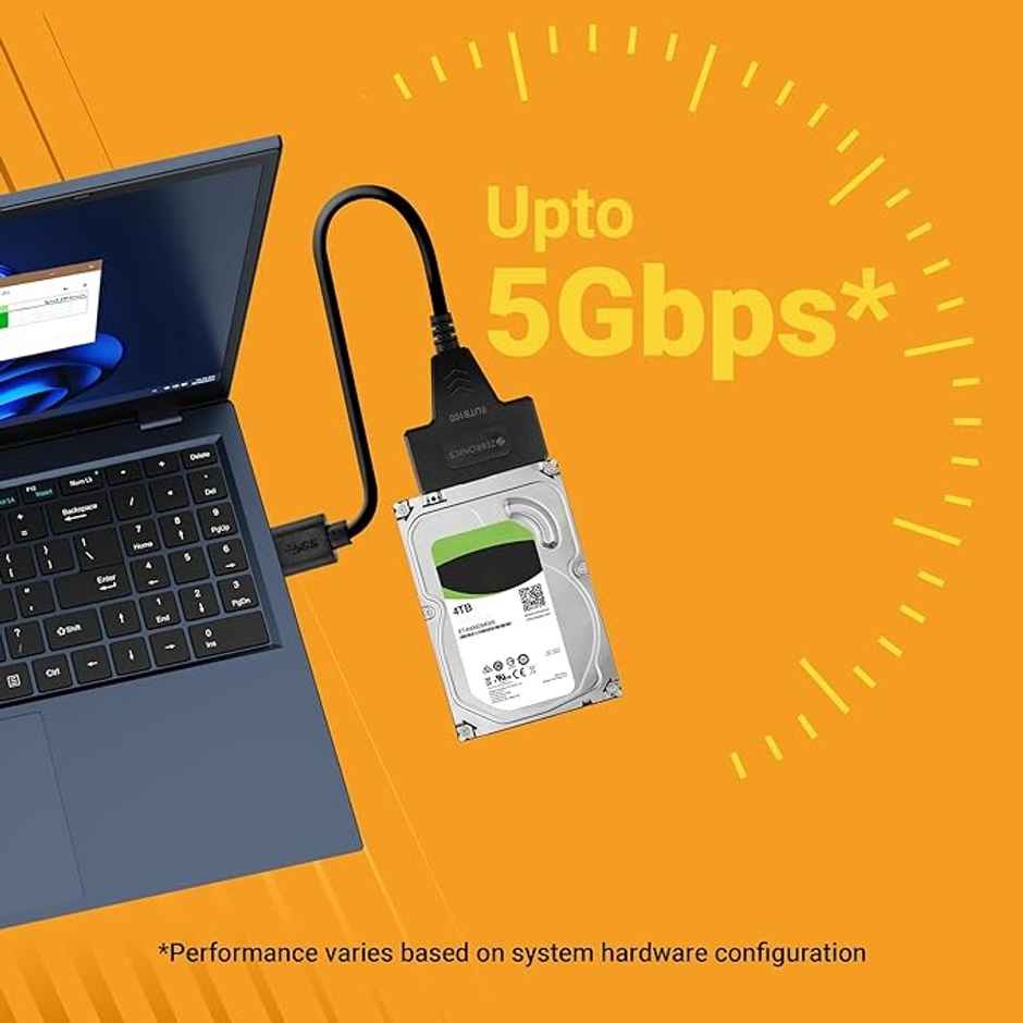 ZEBRONICS UTS100 USB 3.0 to SATA Adapter for 2.5 HDD/SSD with Plug & Play, Durable Material, Super Fast Transfer, Upto 5 Gbps - Black