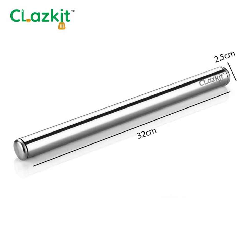 Clazkit Stainless Steel Rolling Pin Chapati Belan Roti Roller Size (Dia 25 Mm X 31.8 Cm)