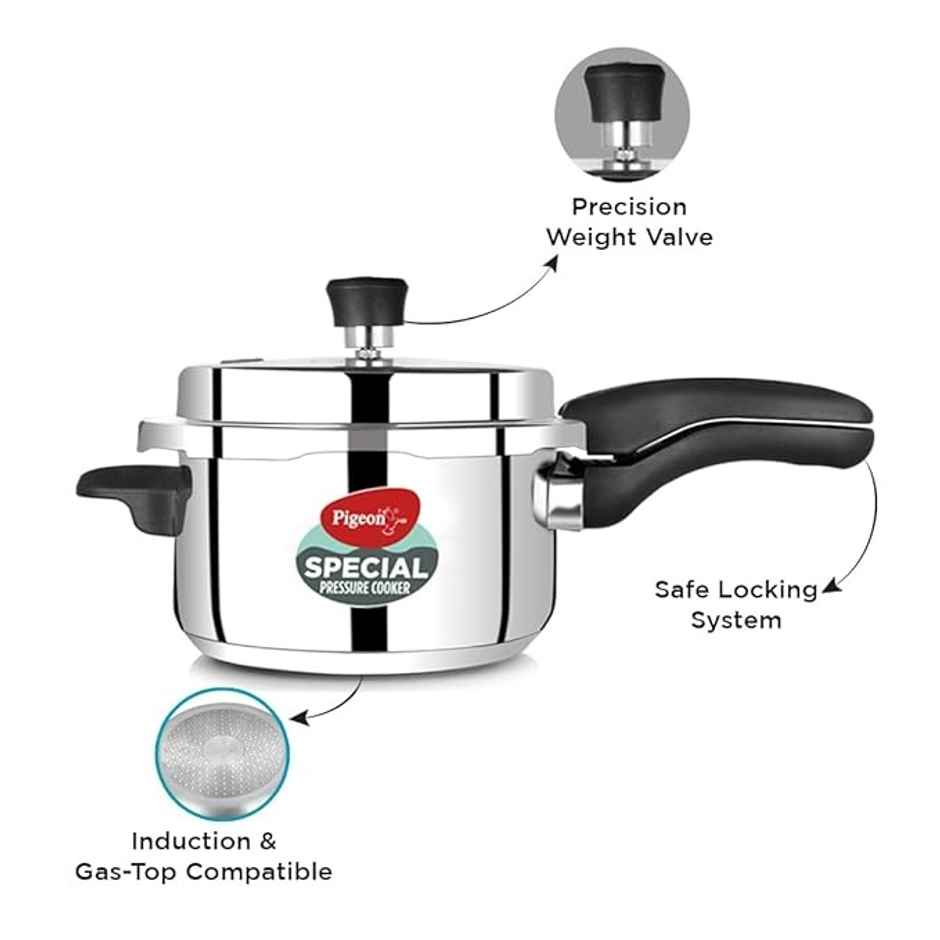 Pigeon Special and 2 L, 3 L, 5 L Outer Lid Induction Bottom Pressure Cooker | Stainless Steel