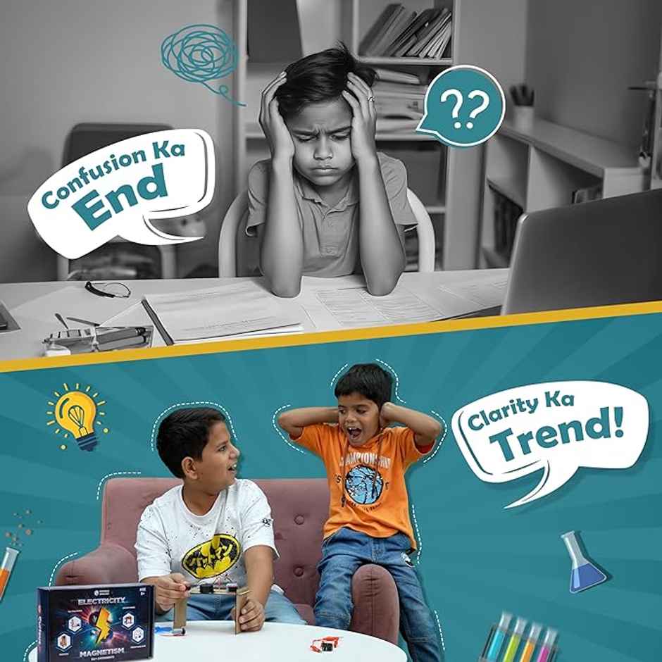 Physics Wallah Curious Jr. Electricity & Magnetism Science Projects Kit | Multicolor