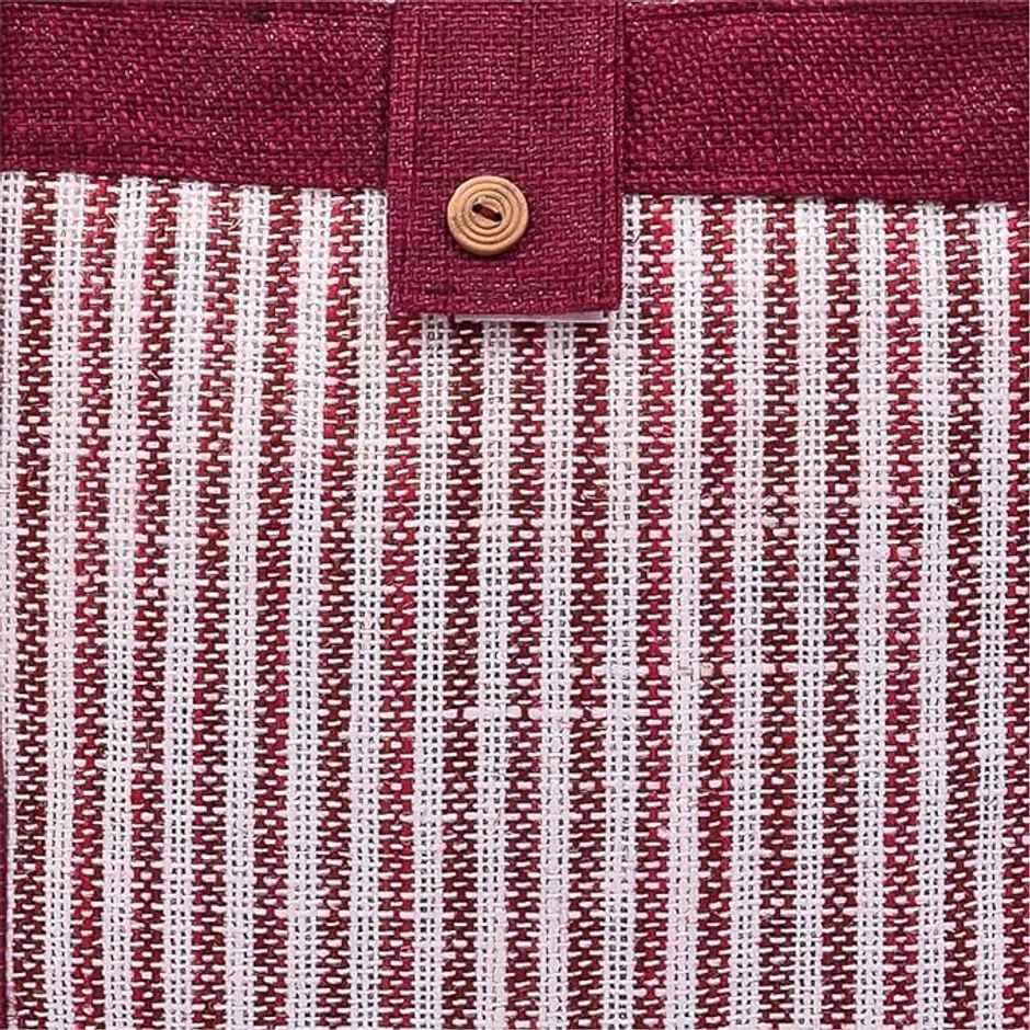 Kuber Industries Jute Top Flap-Lining Carry Shopping Bag with Handle|Medium|Maroon