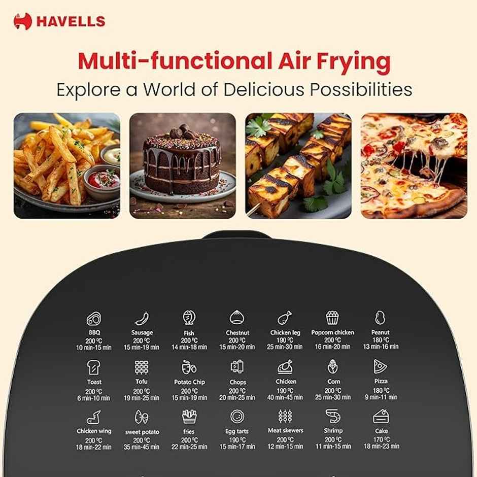 Havells Prolife Stellar Chef Air Fryer 5.5 Ltr | See Through Window