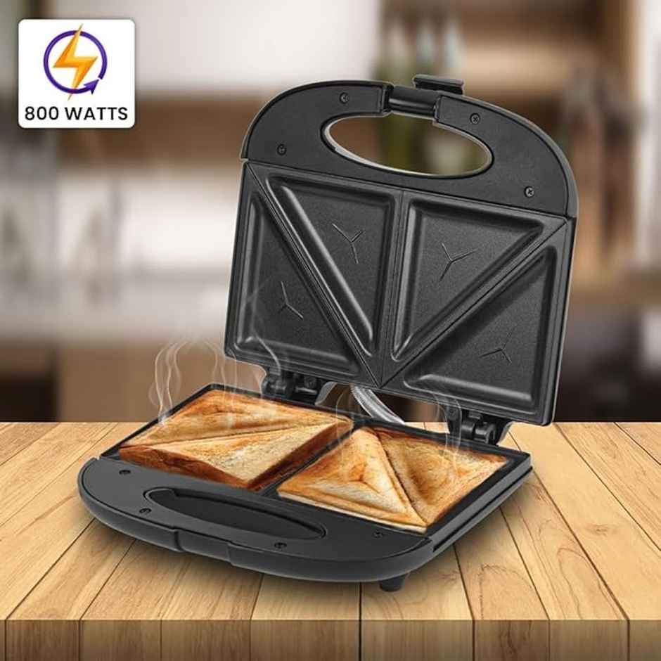 truTRTL Smart Toast Electric Sandwich Maker with Non-Stick Die Cast Aluminium Plates| 800W (Black)
