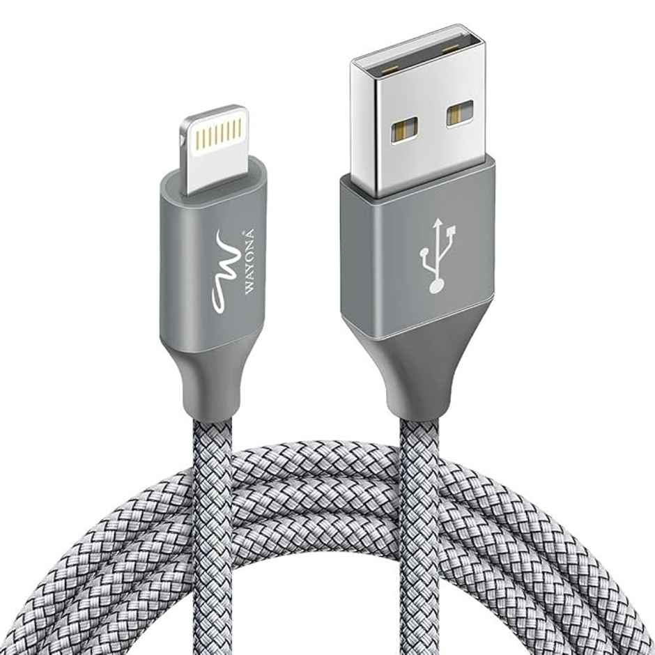 Wayona Nylon Braided Usb To Lightning Fast Charging Iphone 14,13, 12,11,X, 8, 7, Ipad Air, Pro Grey