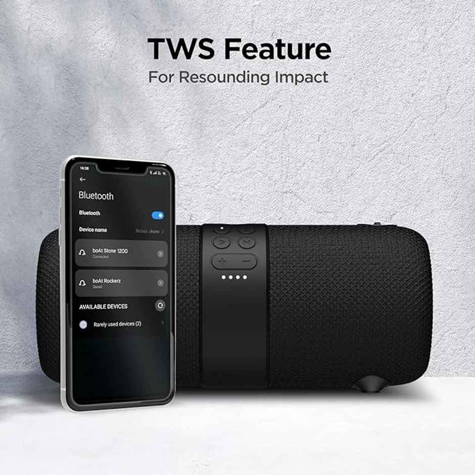 boAt Stone 1200 14W Bluetooth Speaker with Upto 9 Hours Battery, RGB LEDs, IPX7(Black)