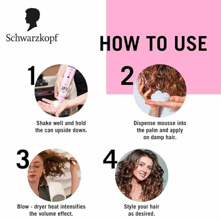 Schwarzkopf Taft Mousse Curl Hold 3 | Mousse For Curly Hair Routine | Long Lasting Curls