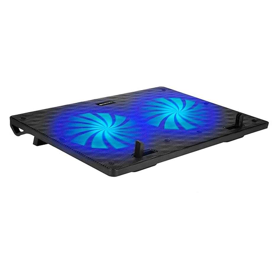 Zebronics Nc3300 Usb Powered Laptop Cooling Pad With Dual Fan, Dual Usb Port And Blue Led Lights - Black