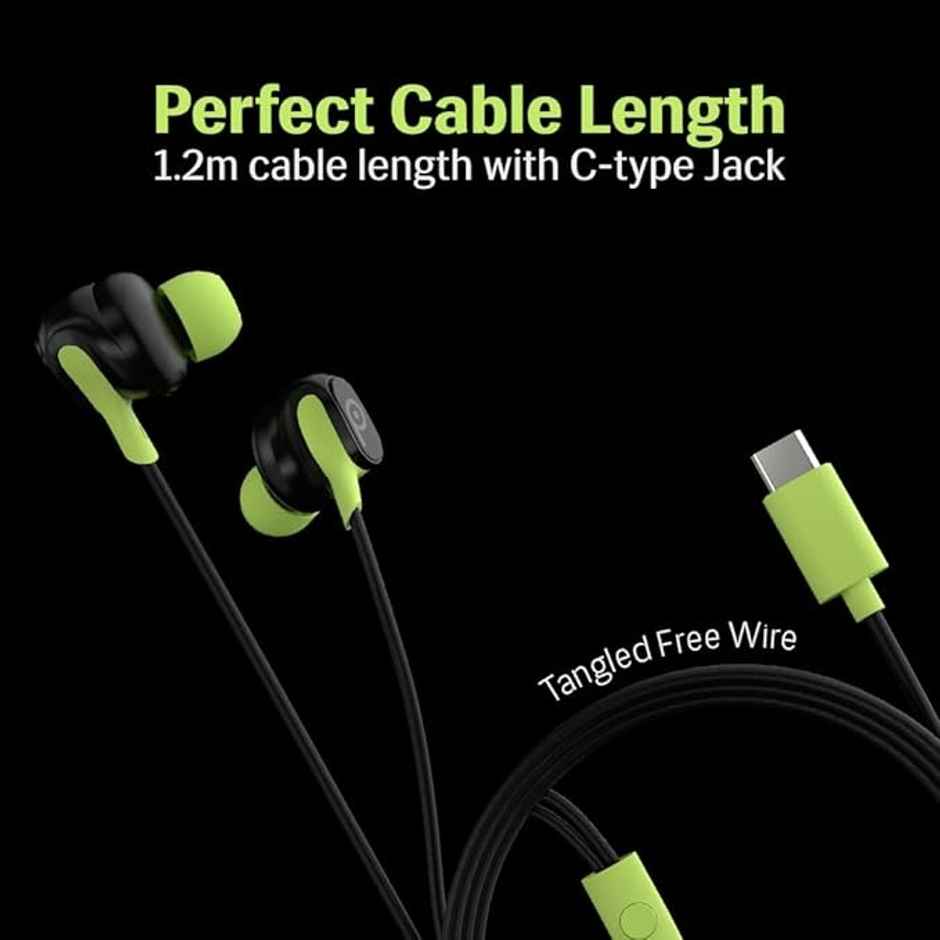 Lava Probuds E1c in ear earphone | 12mm Bass Boosted Copper Driver | C Type Jack | Black