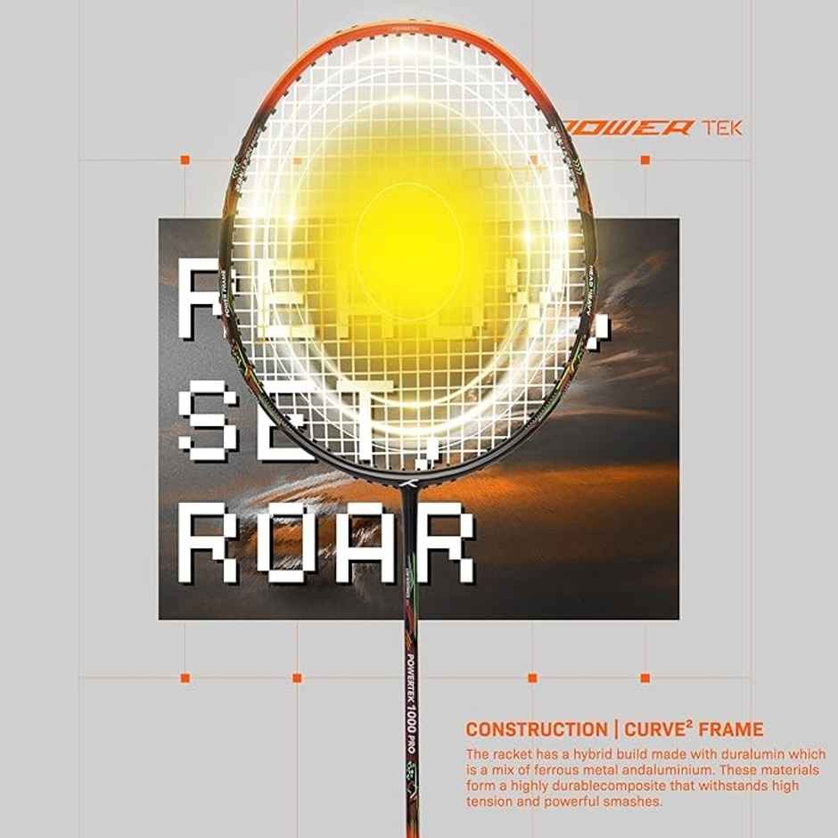 Hundred Powertek 1000 Pro Strung Aluminium & Graphite Badminton Racket With Full Cover