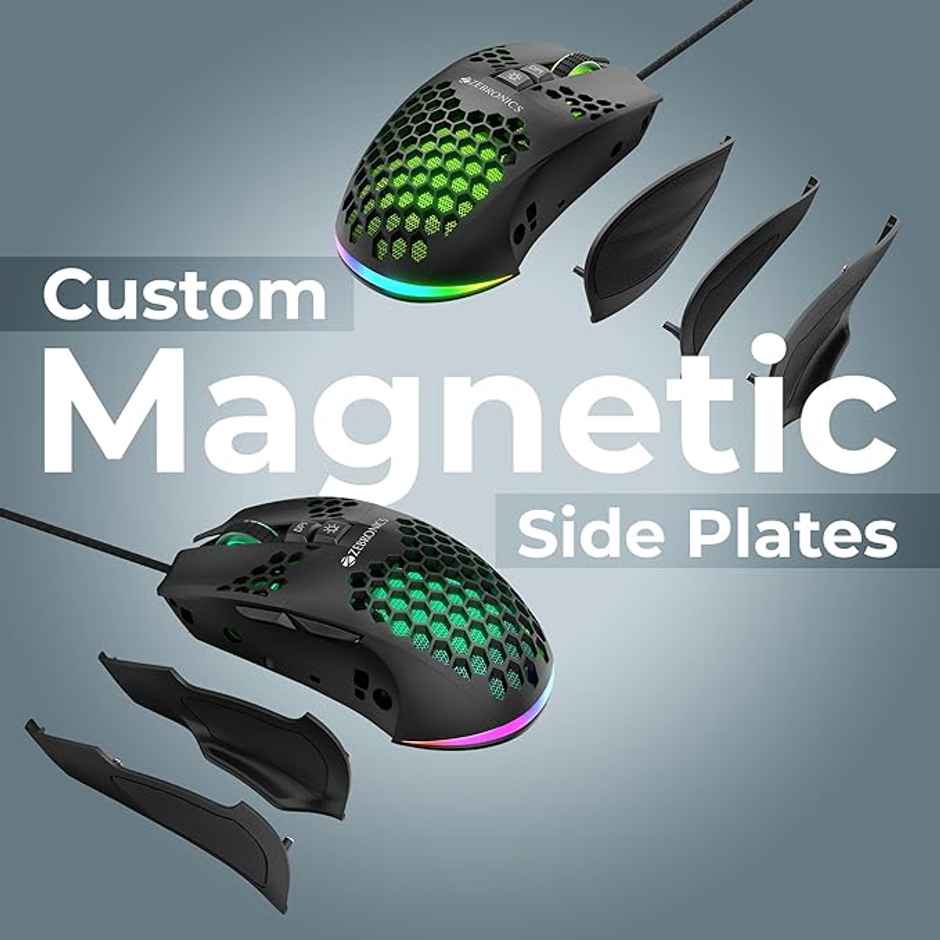 Zebronics Crosshair Premium Gaming Rgb Usb Mouse With Up To 7200 Dpi, Included Custom Magnetic