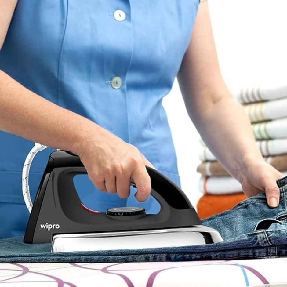 Wipro Elato Gd204 1200 Watt Heavyweight Dry Iron, Quick Heat Up, ,Black