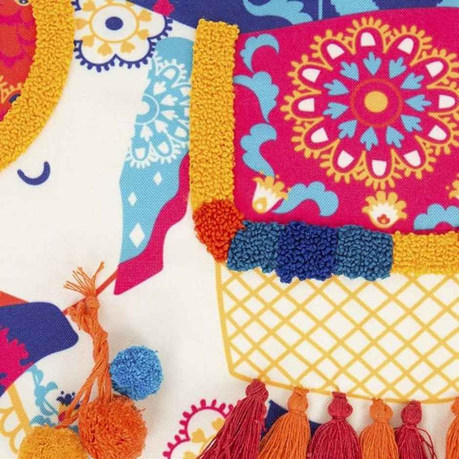 Chumbak Carnival Elephant Tassel Cushion Cover