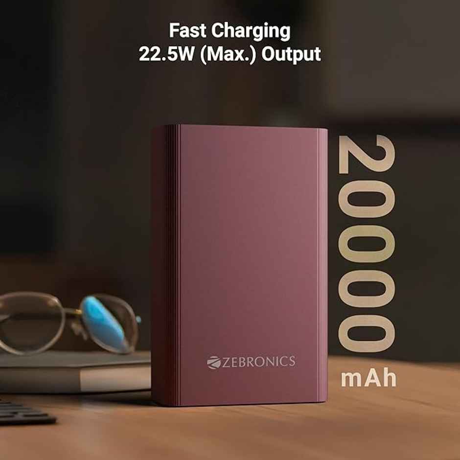 Zebronics Energi Tank 20MR1 20000mAh 22.5W Fast PD3.0 Metal Power Bank | Raspberry