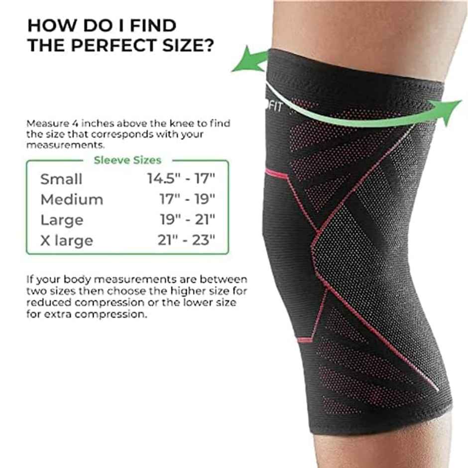 Boldfit Knee Support For Men & Women Leg Sleeves For Gym Squats Red Black Small