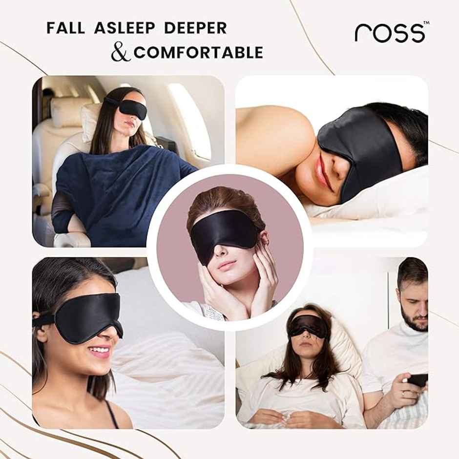 Kloy 100% Mulberry Silk Sleep Mask Eye Mask | Super Smooth For Blind Fold | Black