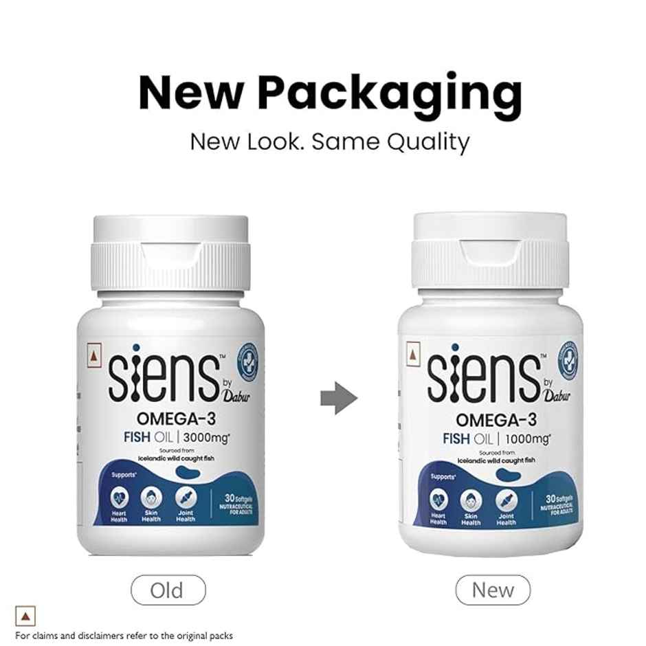 Siens By Dabur Omega-3 Fish Oil Capsules Capsules For Men & Women 30 Softgels