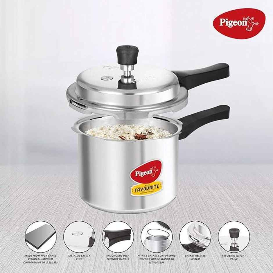 Pigeon Favorite 3L Aluminium Induction Base Outer Lid Pressure Cooker