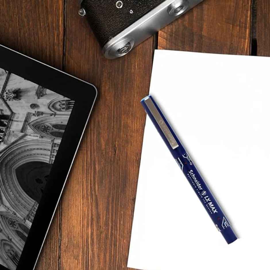 Luxor Schneider LX Max Refillable Roller Ball Pen | Pack of 3 | Blue | 1000 mtrs Plus Writing Length