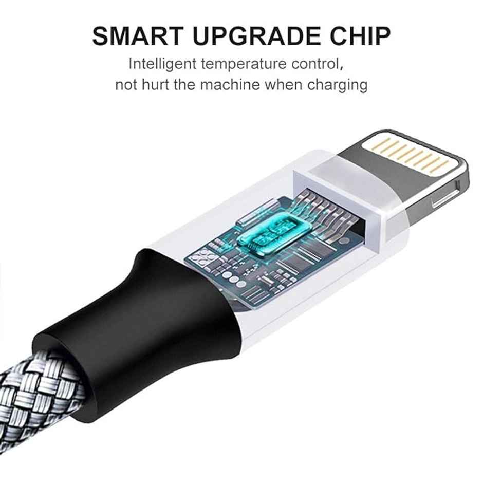 Wayona Nylon Braided Usb To Lightning Fast Charging Iphone 14,13, 12,11,X, 8, 7, Ipad Air, Pro Grey