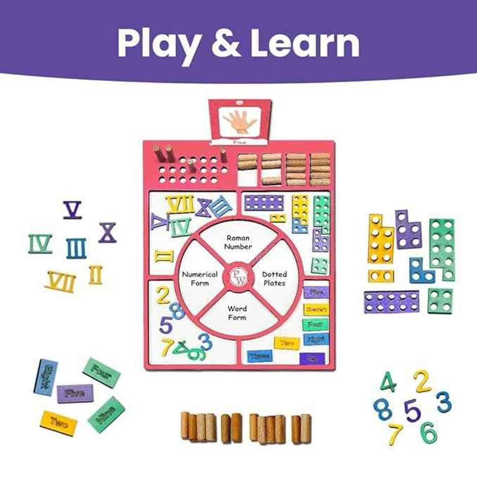 PW Counting Wizard Educational Math Kit - Wooden Board | Multicolor