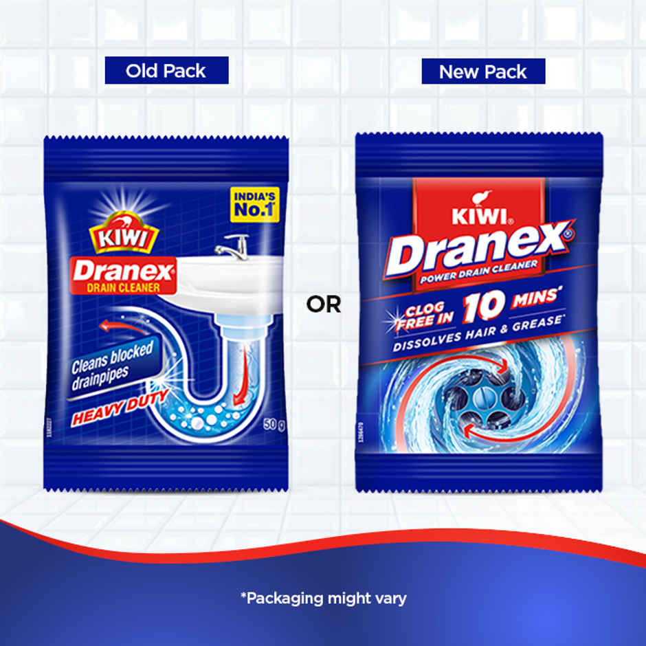 Kiwi Dranex Drain Cleaner Powder  | Removes Clogs, Blockages In Just 10 Minutes