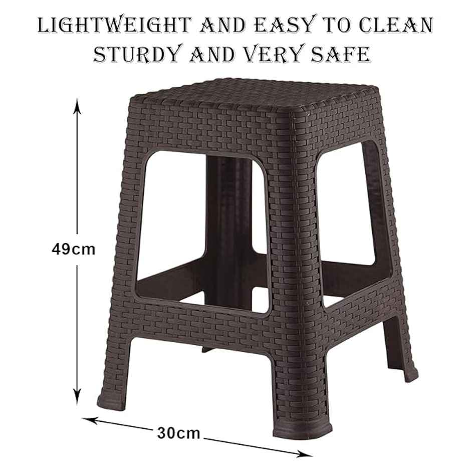 Kuber Industries Plastic Sitting Stool for Indoor Or Outdoor|Home & Garden|Brown