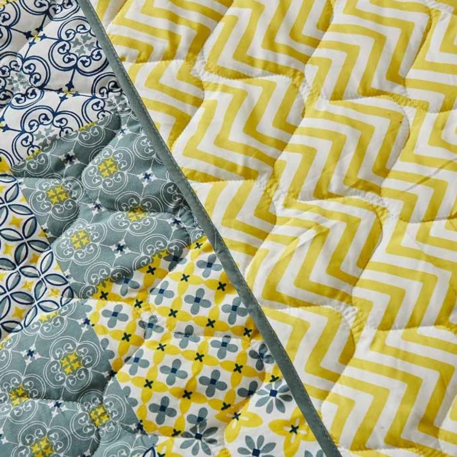 Chumbak Egypt Patchwork Yellow Comforter - Double Bed