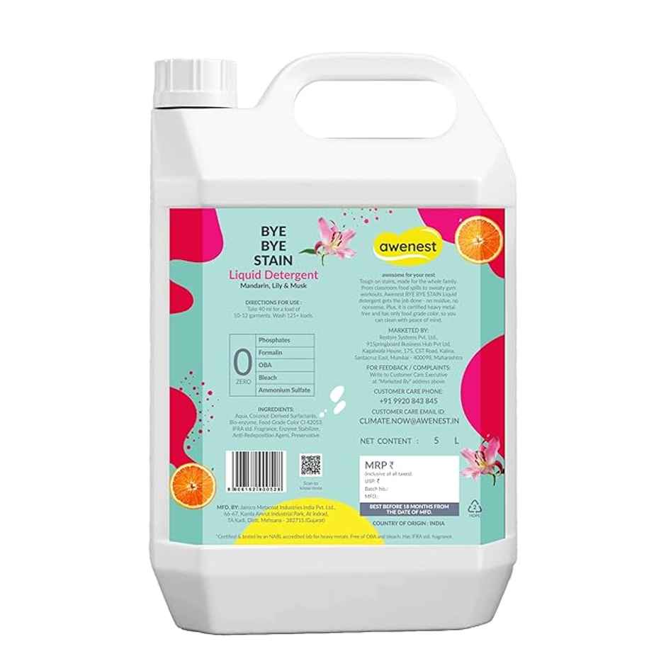 Awenest Certified Toxin-Free Natural Detergent Liquid