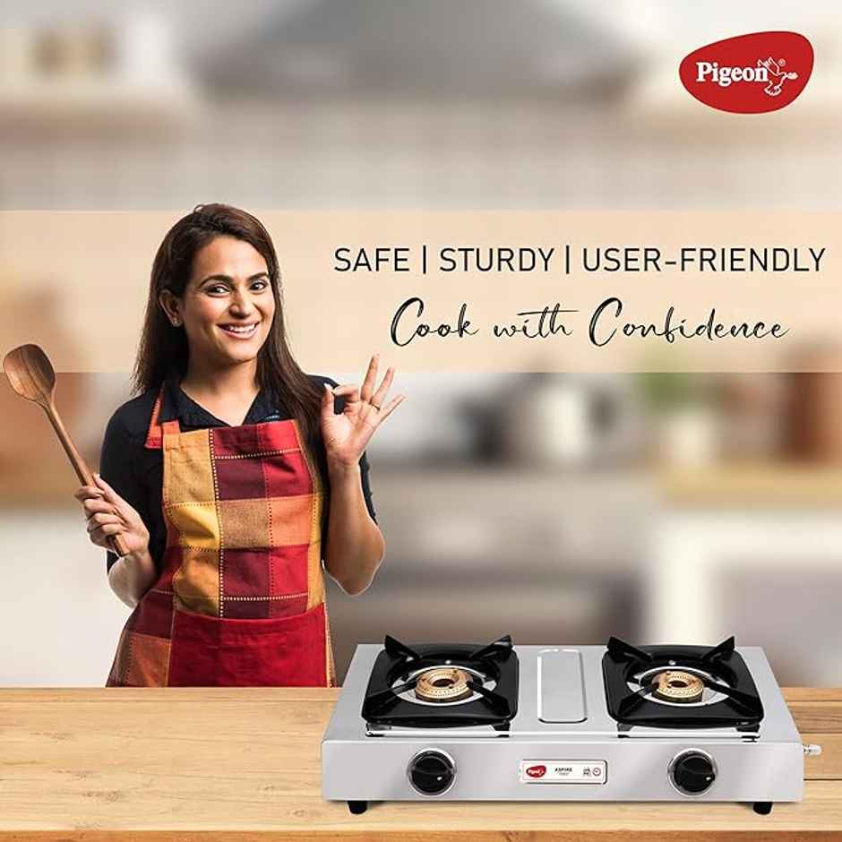Pigeon by Stovekraft Stainless Steel LPG Gas Stoves | 2 Burner | Aspire