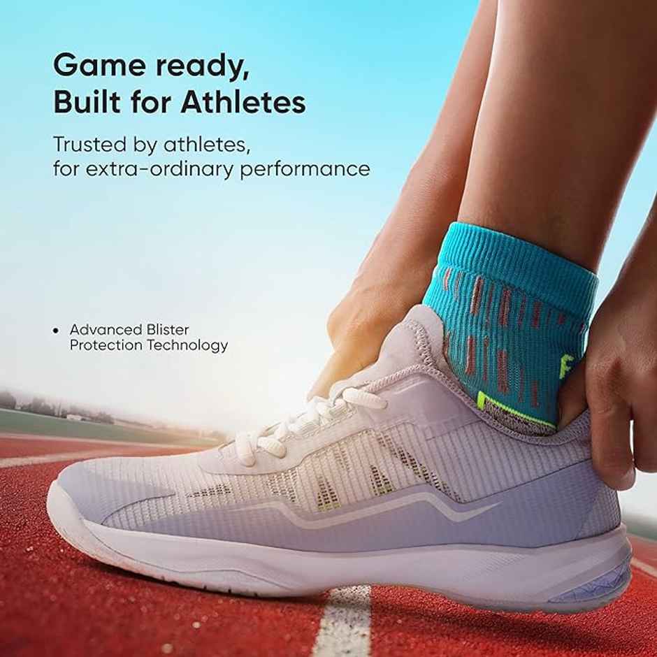 Frido Active Socks For Men and Women | Quarter Length | Cyan Color | UK 6-9 - 1 pc