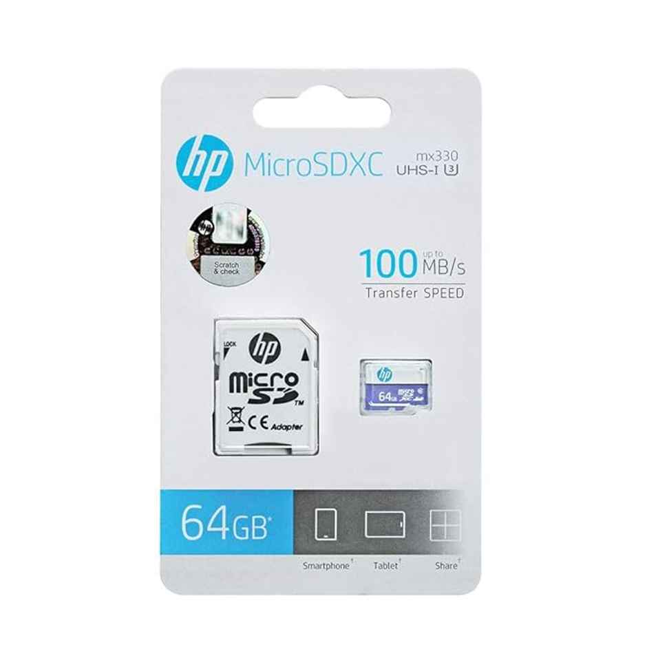Hp Micro Sd Card 64Gb With Adapter U3 (Write Speed 60Mb/S & Read Speed 100 Mb/S Purple