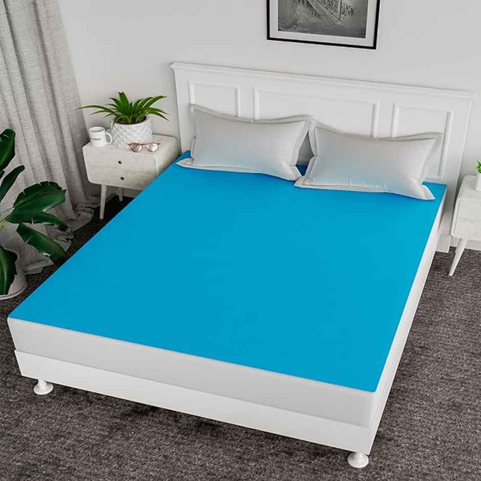 Kuber Industries PVC Self Check Baby Plastic Bedshet|Mattress Protector Sheet|80x80 Inch|Sky Blue