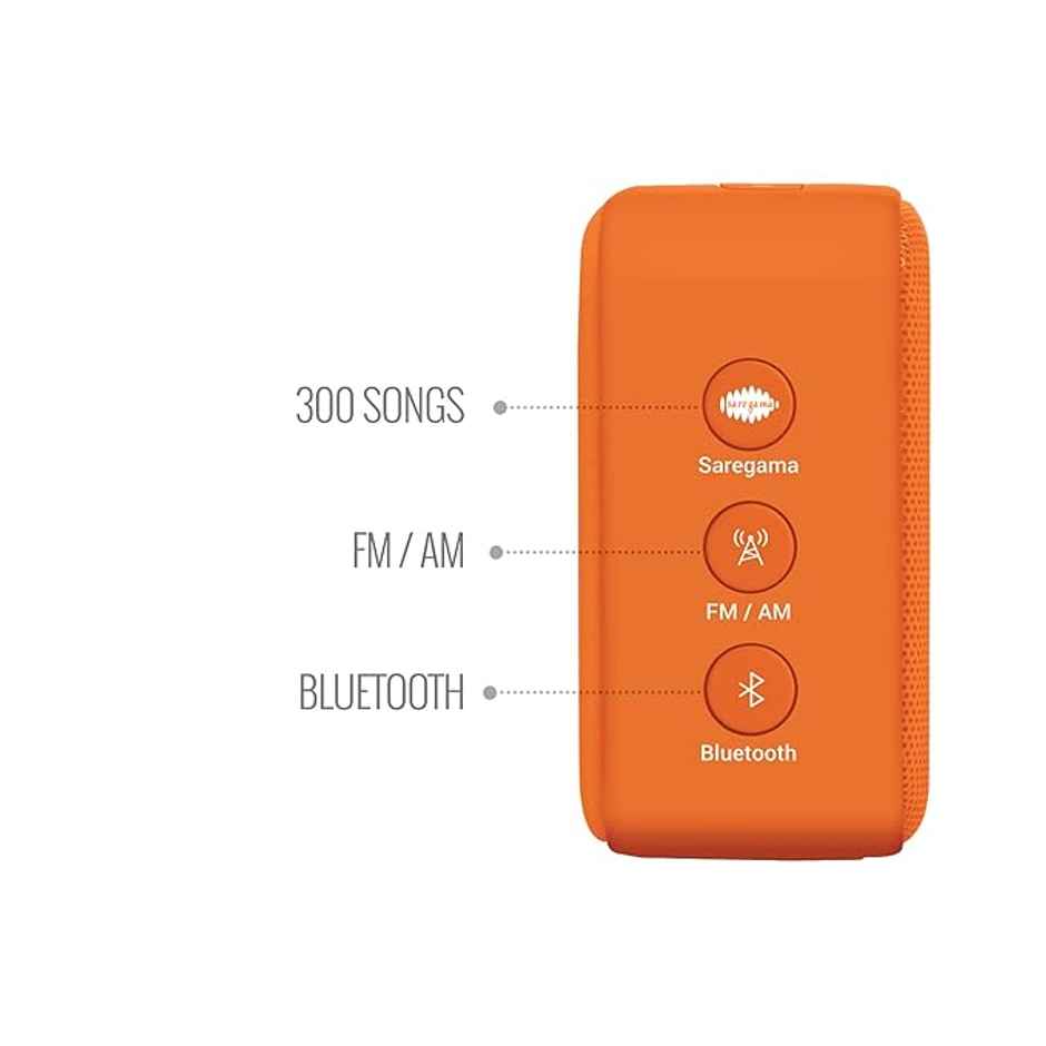 Carvaan Mini 2.0 Bhakti Bluetooth Speaker | 5 W Output | Music player | Bluetooth | FM | AM | AUX | Orange