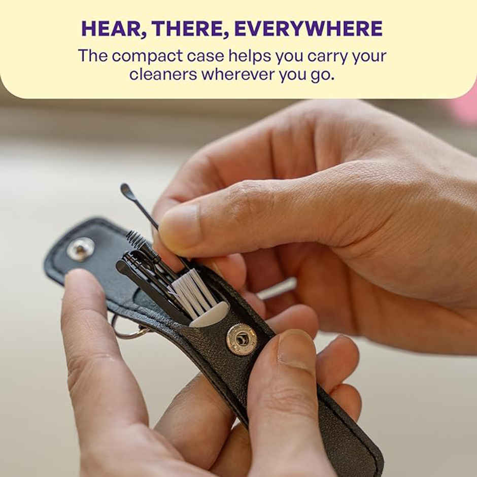 Careforce Reusable Ear Wax Cleaner Tool Kit with Storage | 6-Piece Silver Set