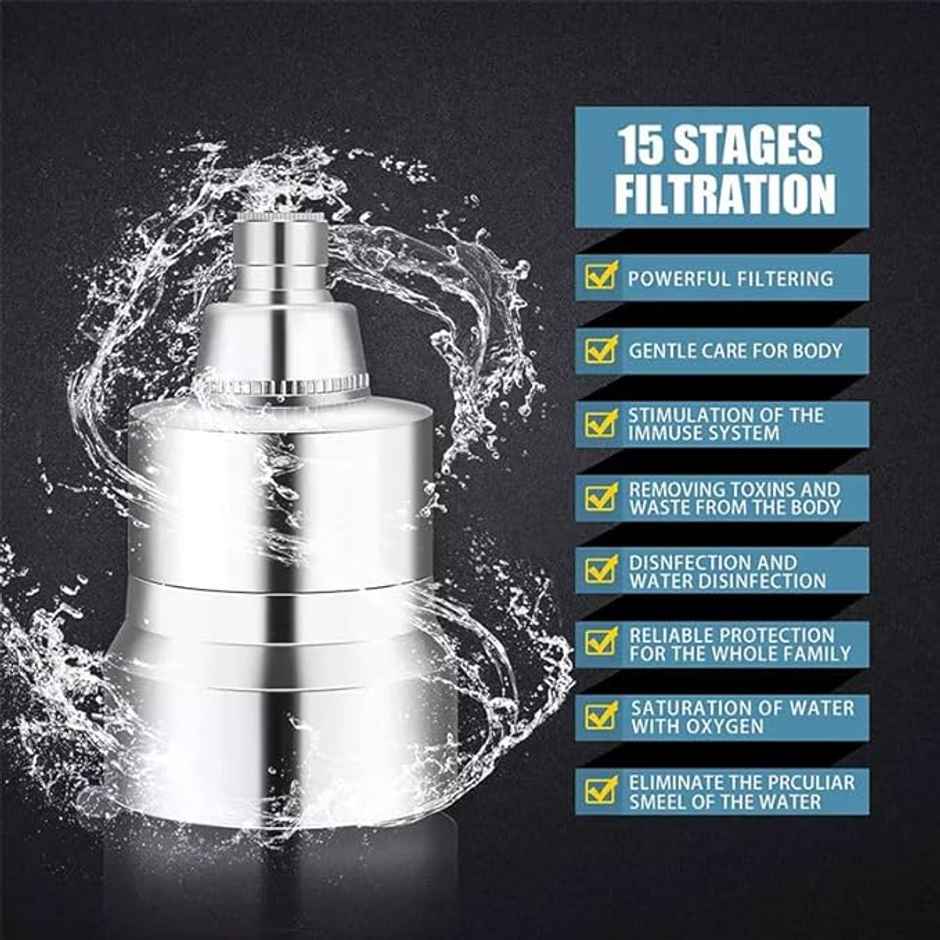 Softrix Hard Water Shower Filter 15 Stage 1702 | 3 Mode Spray Reduces Chlorine & Hard Water Salts