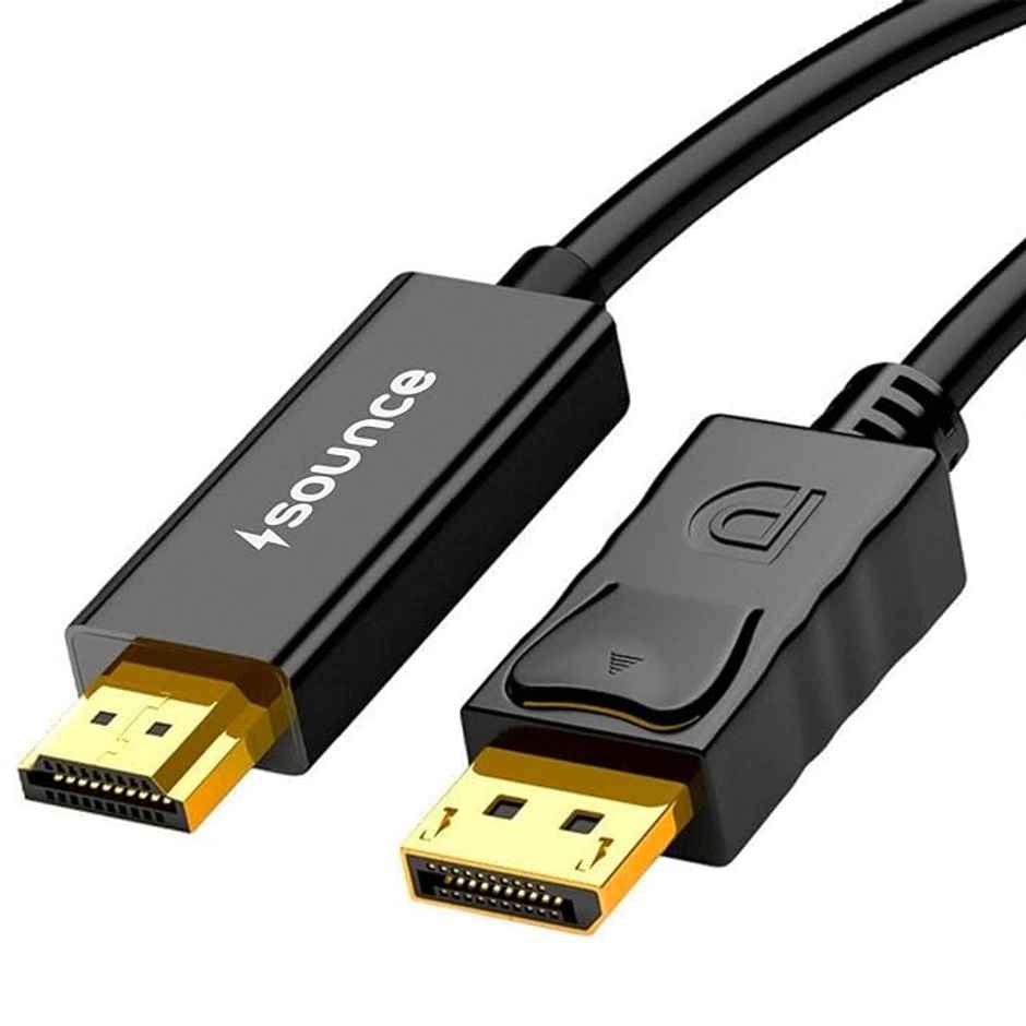 Sounce DisplayPort to HDMI Cable,1080p@60Hz Uni-Directional UHD DP to HDMI Audio & Video Display Cable for Projector, Laptop,TV,Monitor,MacBook 1.8 Meter(6FT)-Black