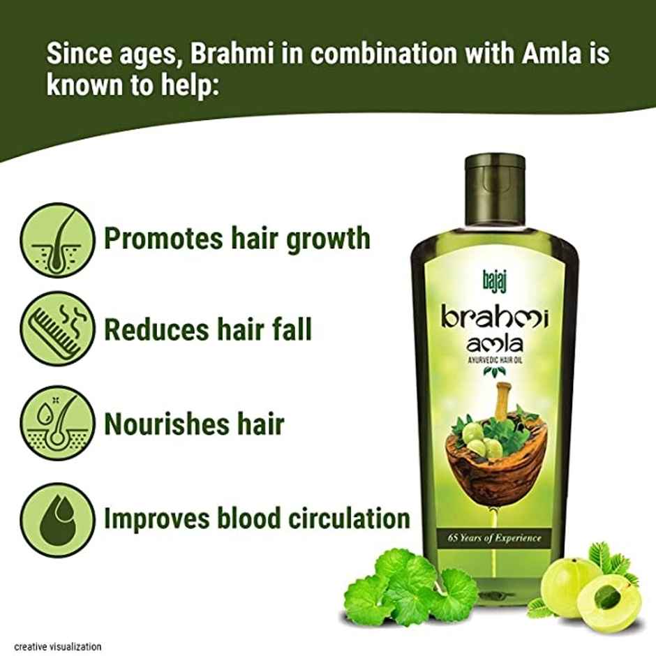 Bajaj Brahmi Amla Ayurvedic Hair Oil Reduces Hair Fall, Strengthens Hair