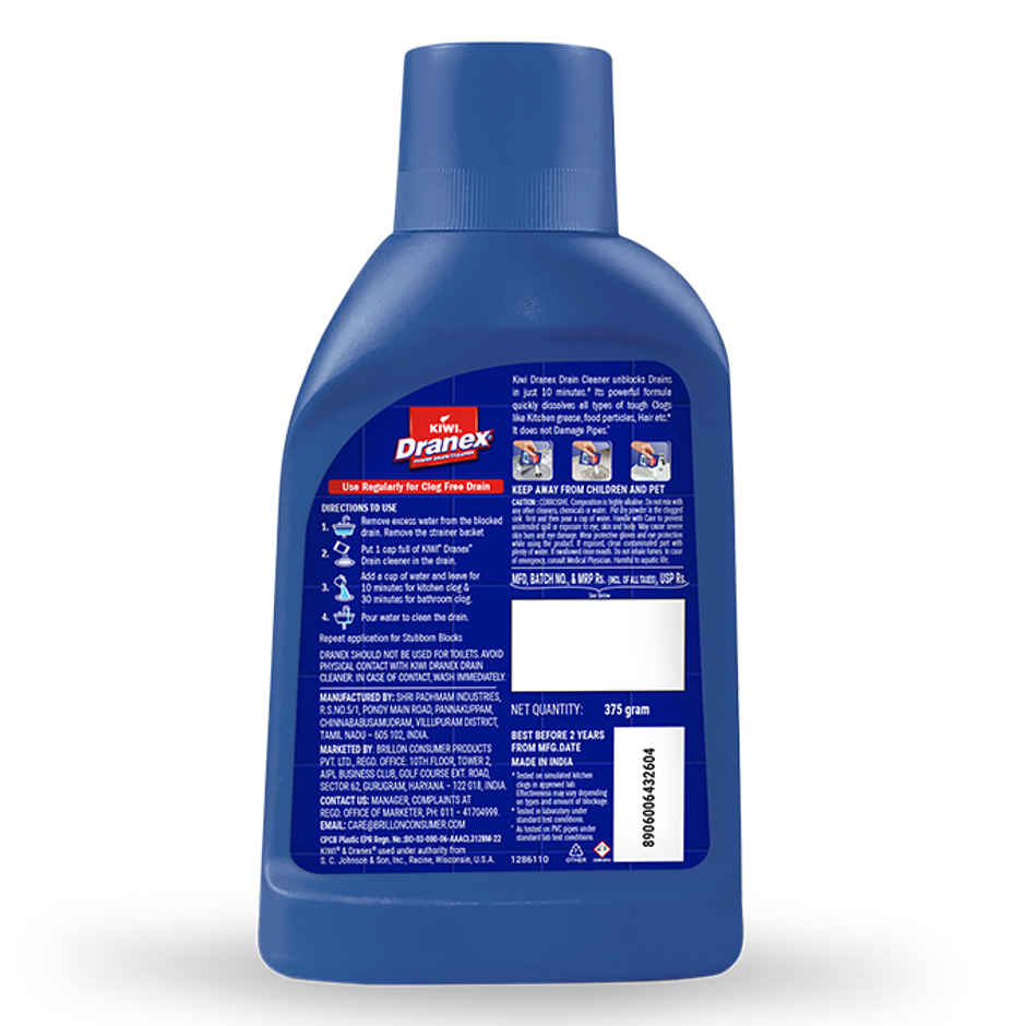 Kiwi Dranex Drain Cleaner Powder  | Removes Clogs, Blockages In Just 10 Minutes
