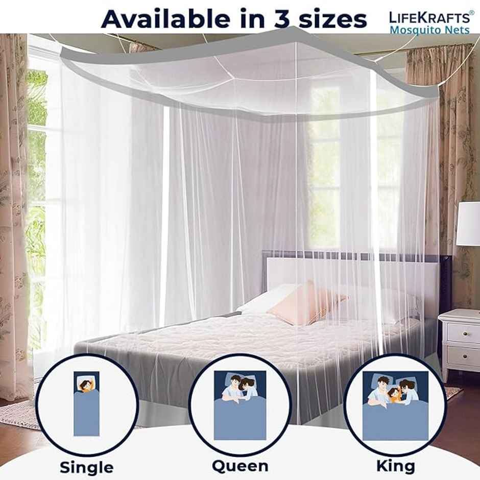 Lifekrafts Premium Polyester Mosquito Net , Color: White.