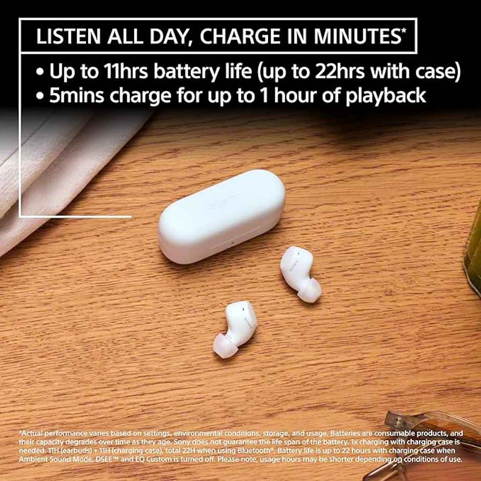 Sony WF-C510 Wireless Bluetooth Earbuds with Mic, TWS, in Ear, Ambient Sound Mode, Small and Comfortable, IPX4, Quick Charge, Multipoint Connectivity, Customized EQ, Up to 22 Hours Battery- Black