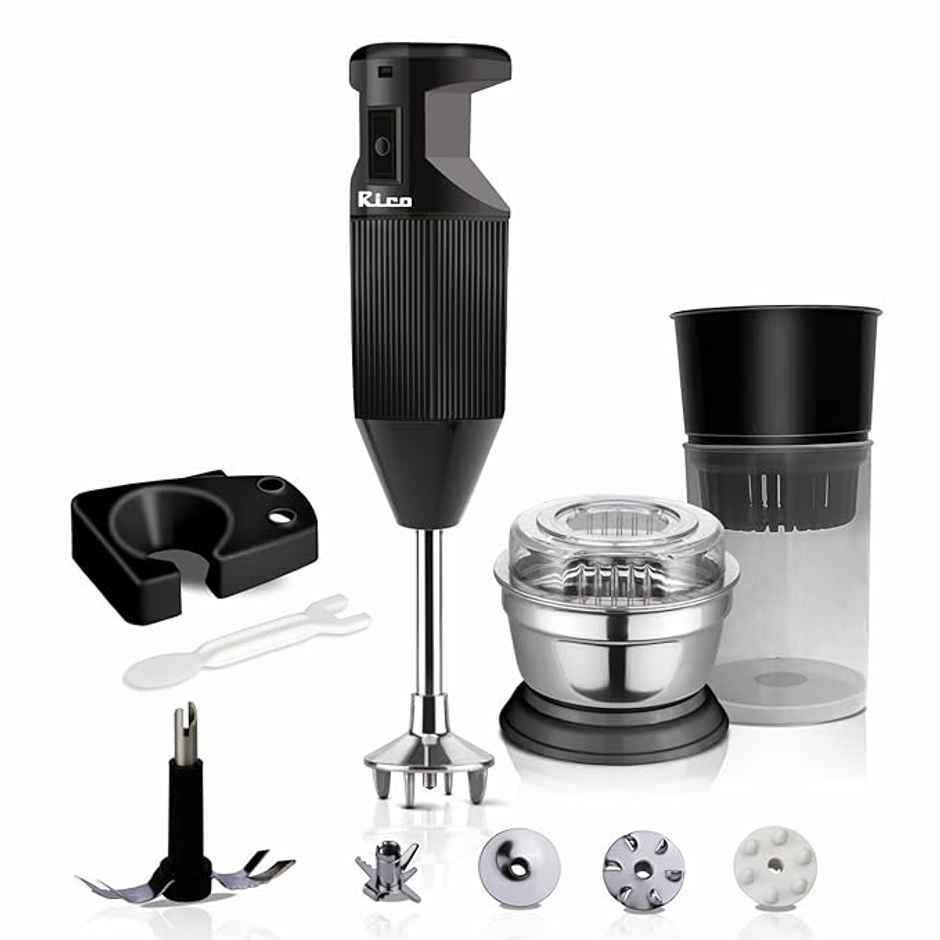 Rico Heavy Duty Portable Hand Blender For Kitchen| 5 Blades|Black