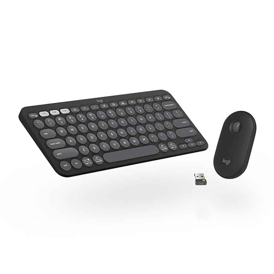 Logitech Pebble 2 Combo Wireless Keyboard And Mouse Quiet And Portable Tonal Graphite