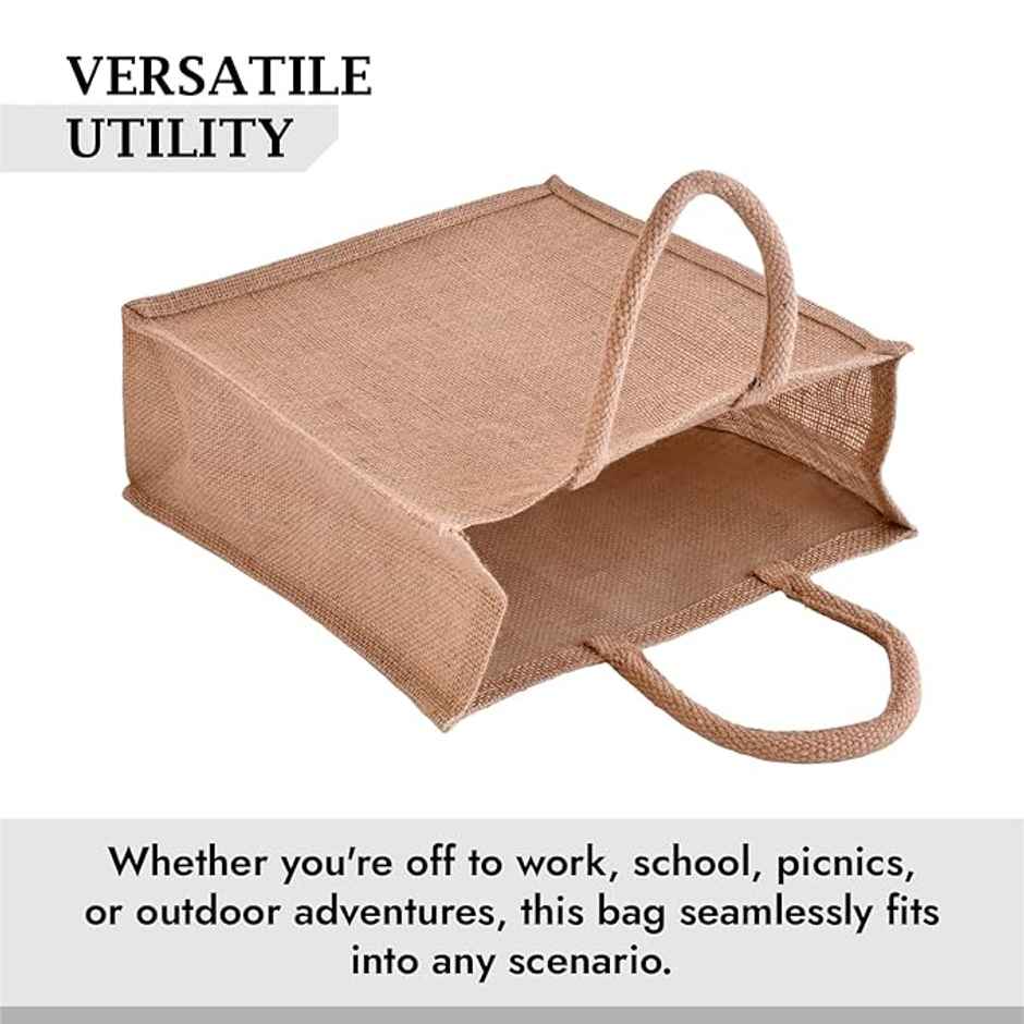 Kuber Industries Jute Plain Grocery Bag|Zipper Shopping Bag with Handle|Brown