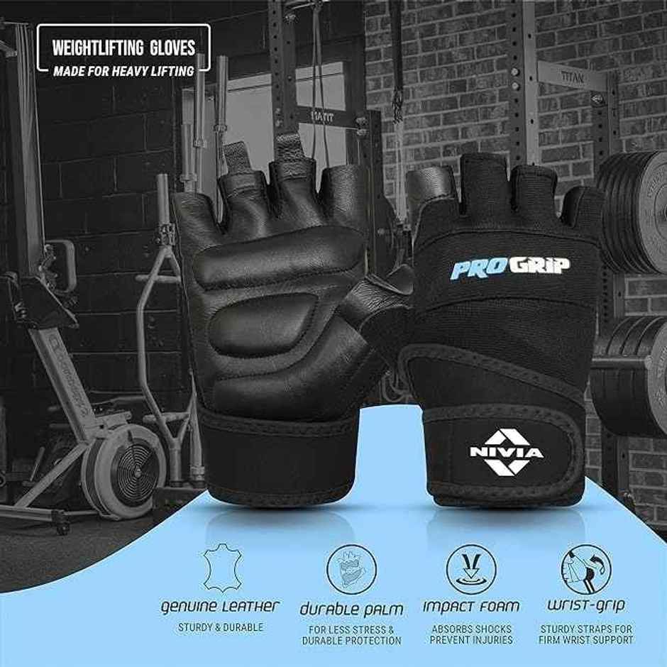 Nivia Progrip Gym Gloves | Black - Medium