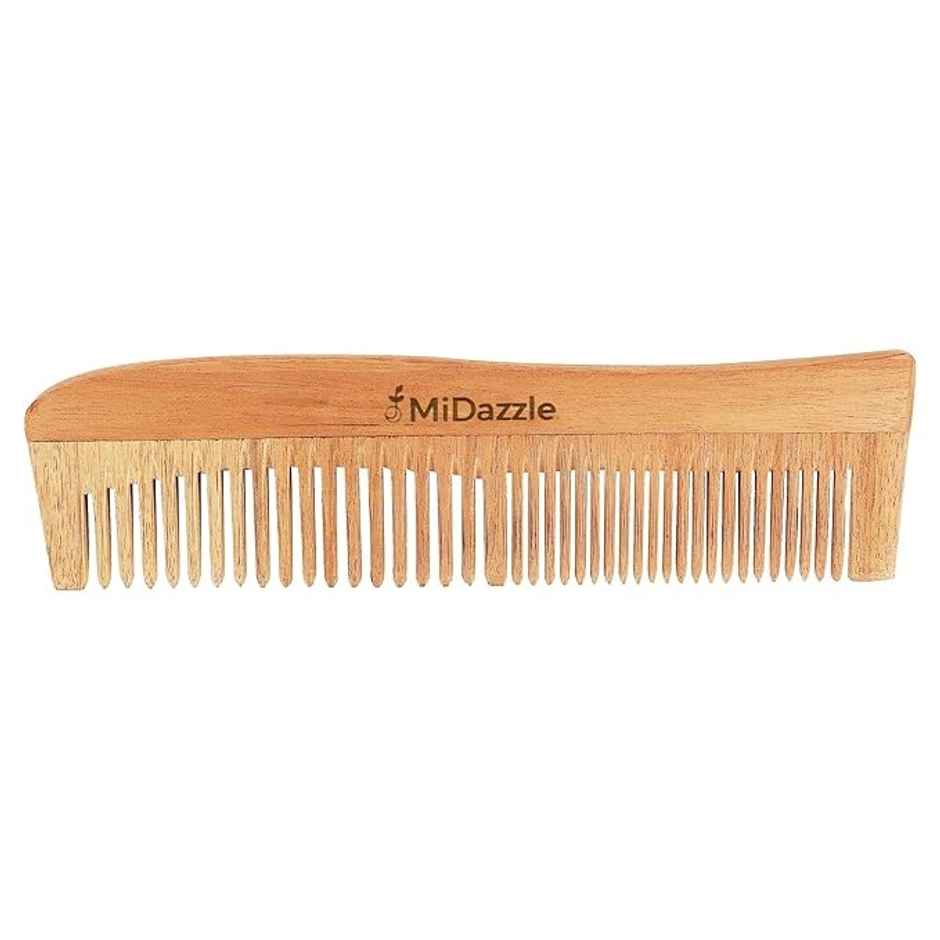Midazzle Organic Kacchi Neem Wooden Dressing Comb 2in1 |MINC2104