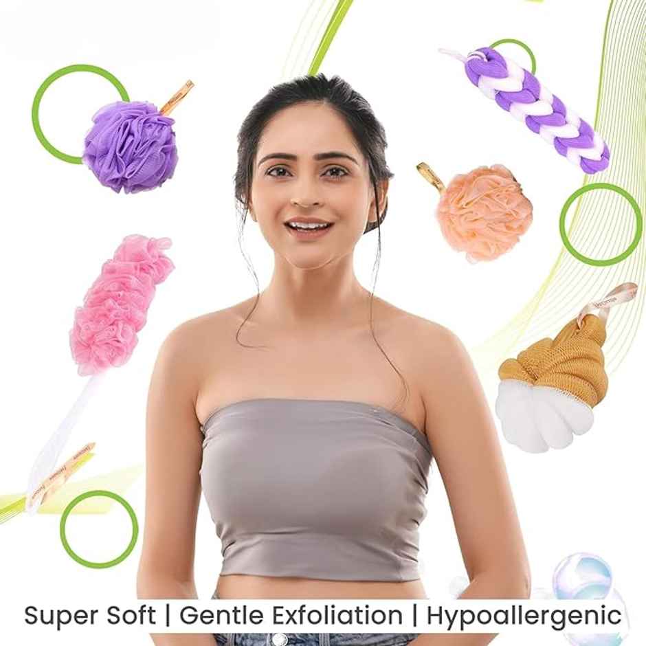 Bronson Professional Loofah Belt Back Scrubber For Bathing | Mix Color