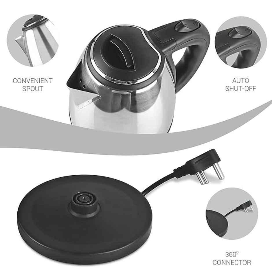 Milton Euroline Go Electro 1.2 Stainless Steel Electric Kettle| 1.2 Litres| Silver| 1500 Watts