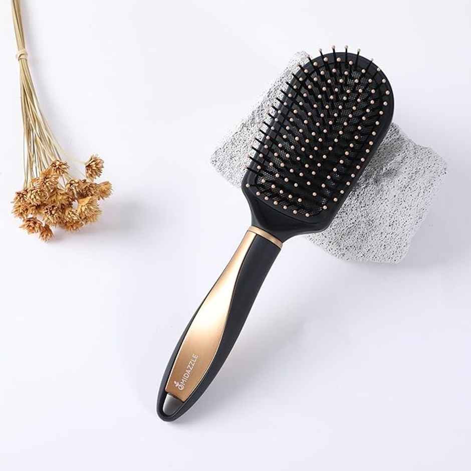 Midazzle Premium Cushioned Black And Gold Hair Brush |MIHB0001