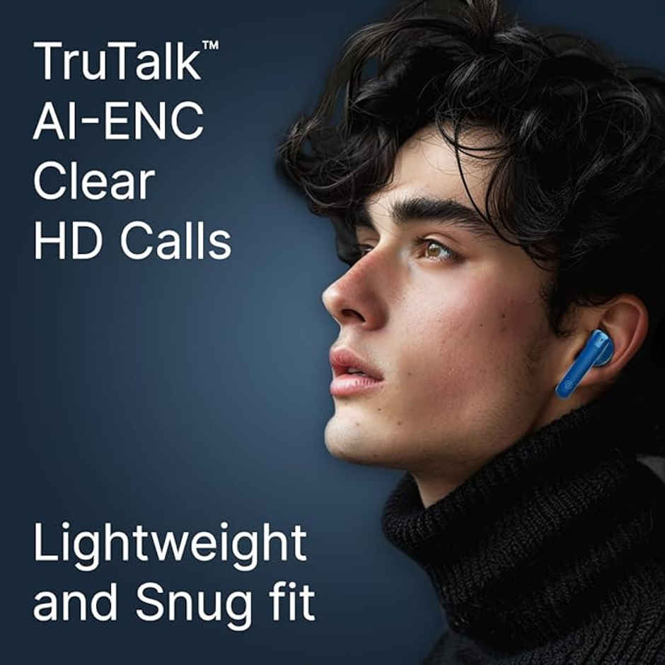 pTron Bassbuds Duo Pro TWS Earbuds | TruTalk AI-ENC Calls | 38H Playback Time | Movie/Music Modes - Blue