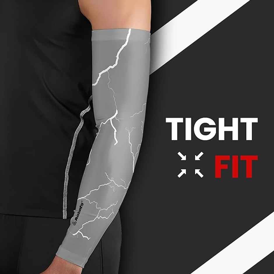Autofy Active Fit 240 GSM Unisex Arm Sleeves | UV Protection Compression & Cooling Effect | Grey